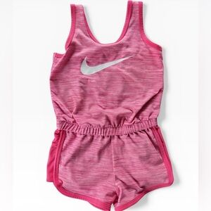 Nike Girls Pink Athletic Romper with White Swoosh 3T